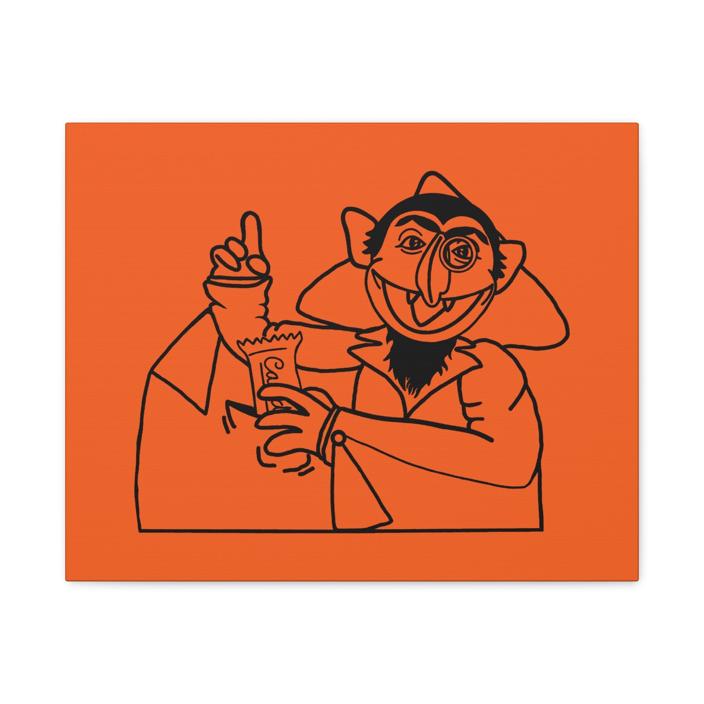 The Count Stealing Candy Outline Canvas Print Orange - Sesame Street The Count Parody Art Print