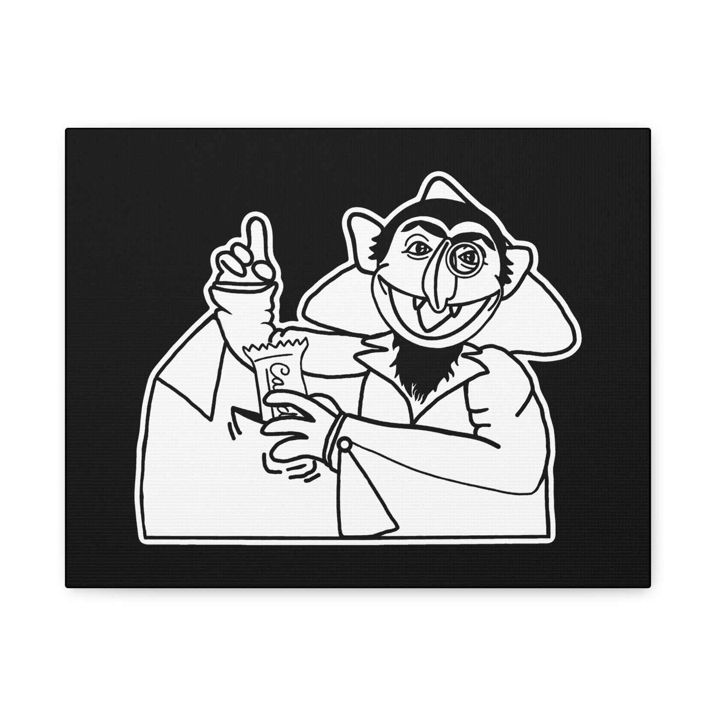 The Count Stealing Candy Outline Canvas Print Black - Sesame Street The Count Parody Canvas Art