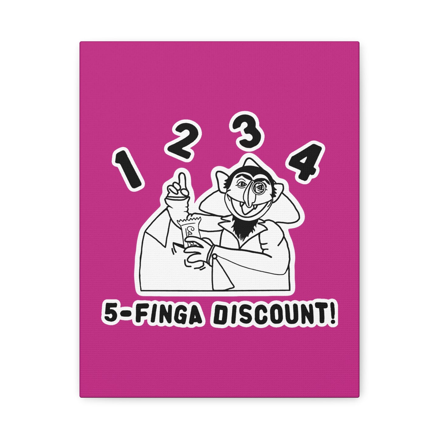 Five Finger Discount Outline Canvas Print Pink - Sesame Street The Count Parody Art Print