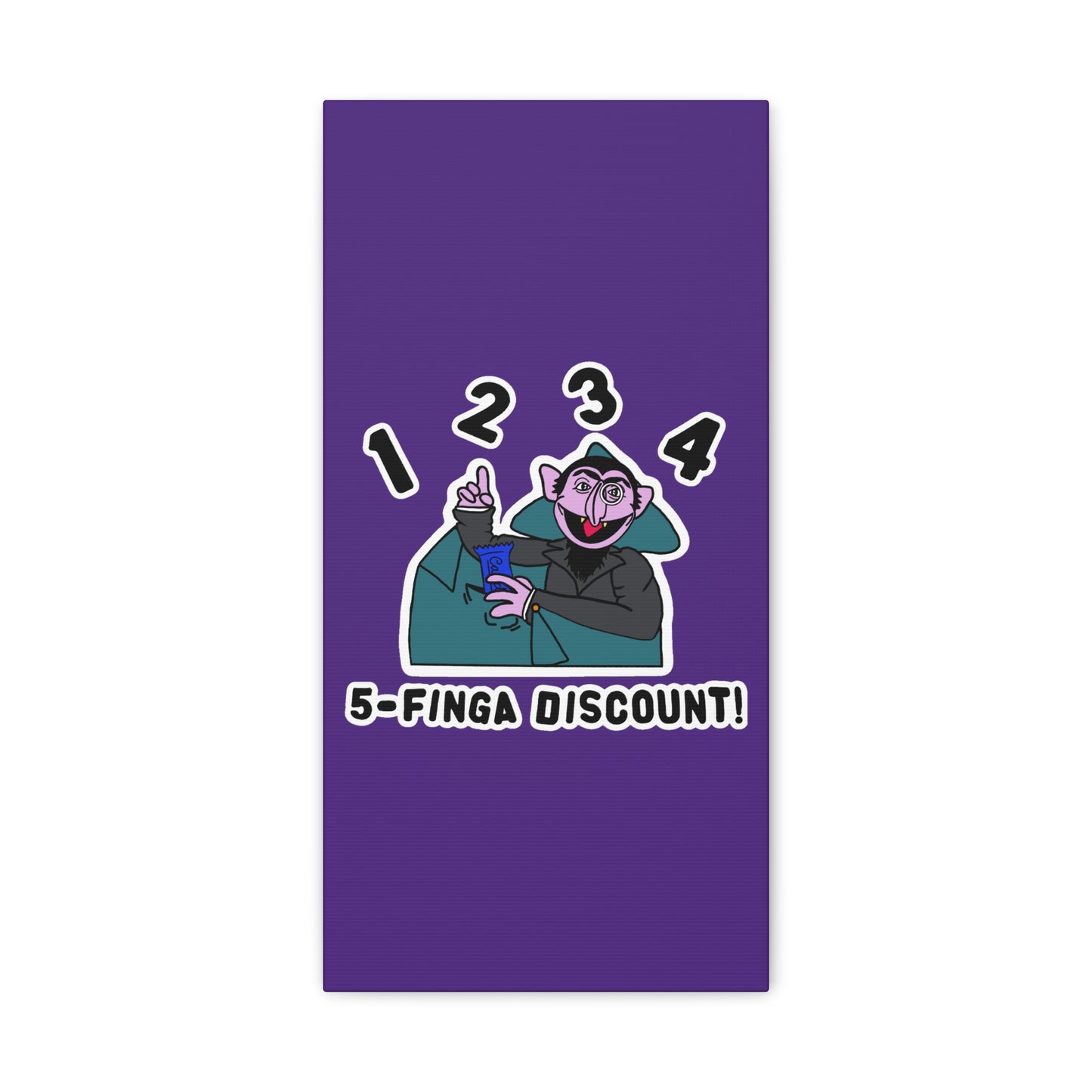 Five Finger Discount Canvas Print Light Purple - Sesame Street The Count Parody Art Print