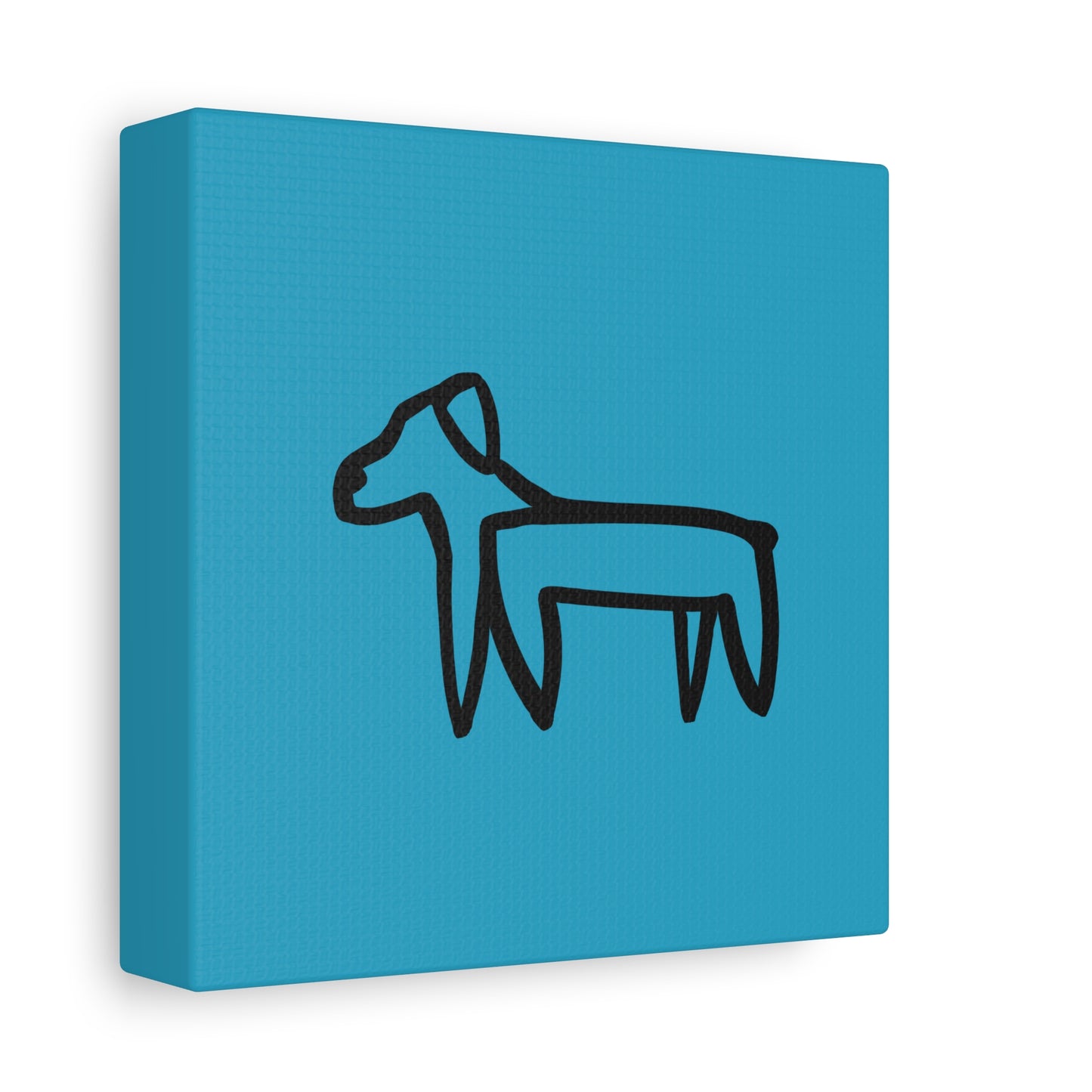 Dog Canvas Print on Turquoise (Transparent Style Black Dog) - Dog Drawing Canvas