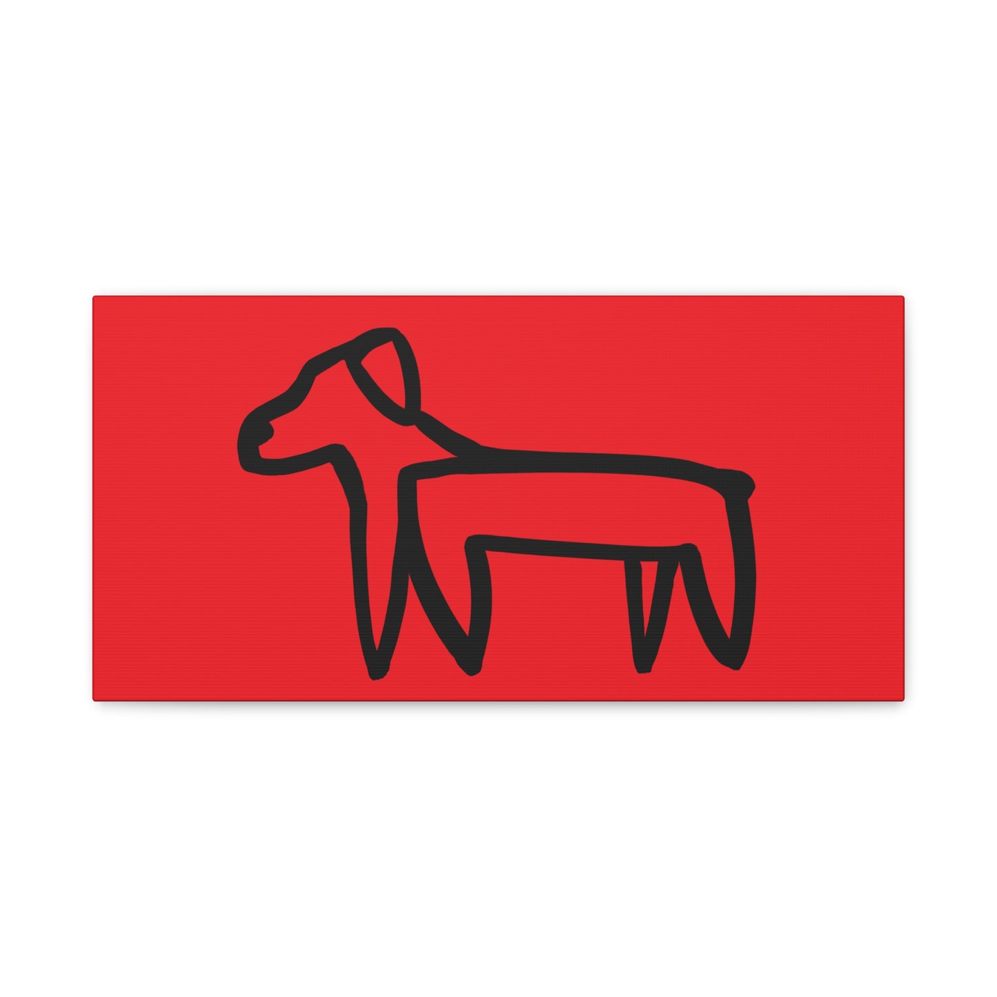 Dog Canvas Print on Red (Transparent Style Black Dog) - Dog Drawing Canvas