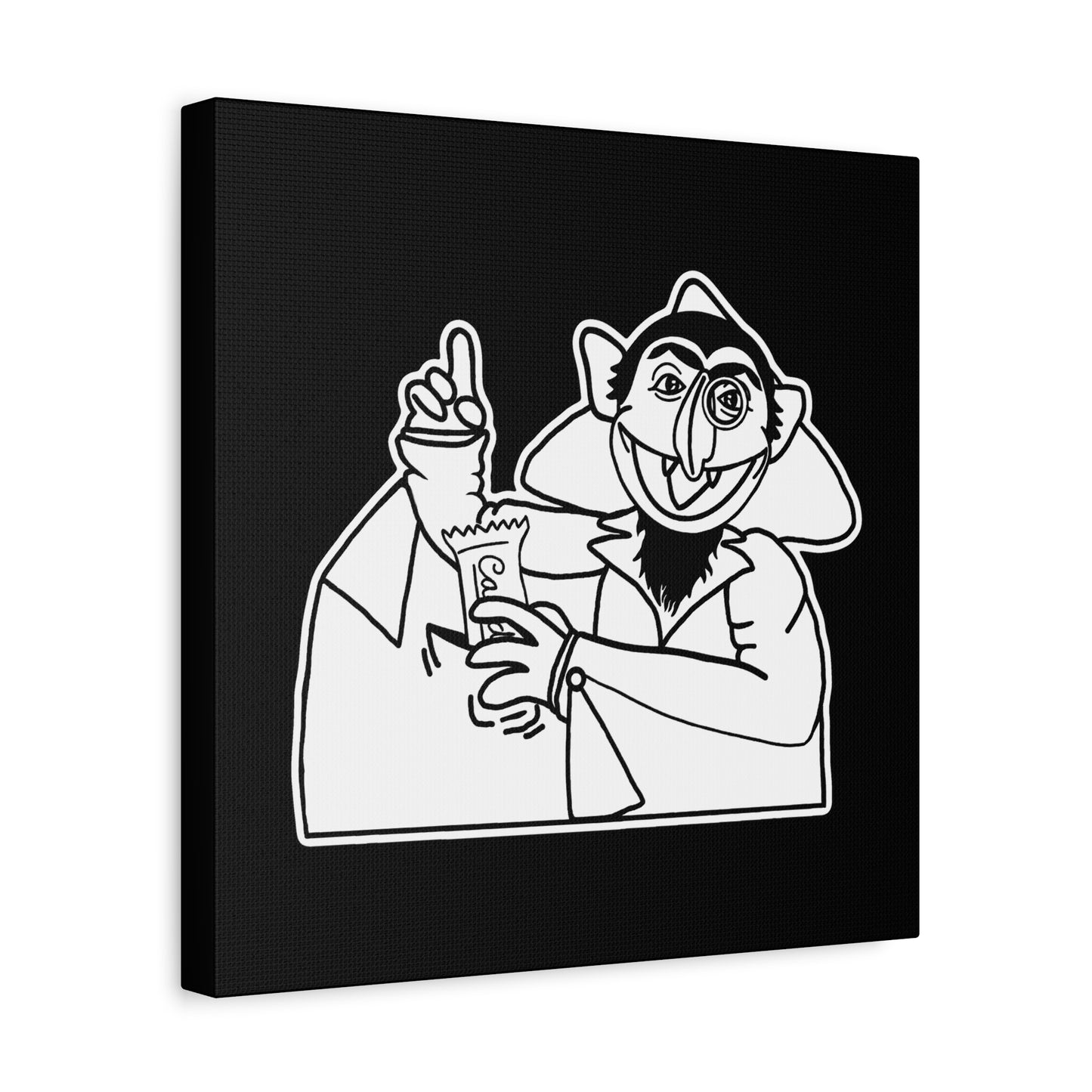 The Count Stealing Candy Outline Canvas Print Black - Sesame Street The Count Parody Canvas Art