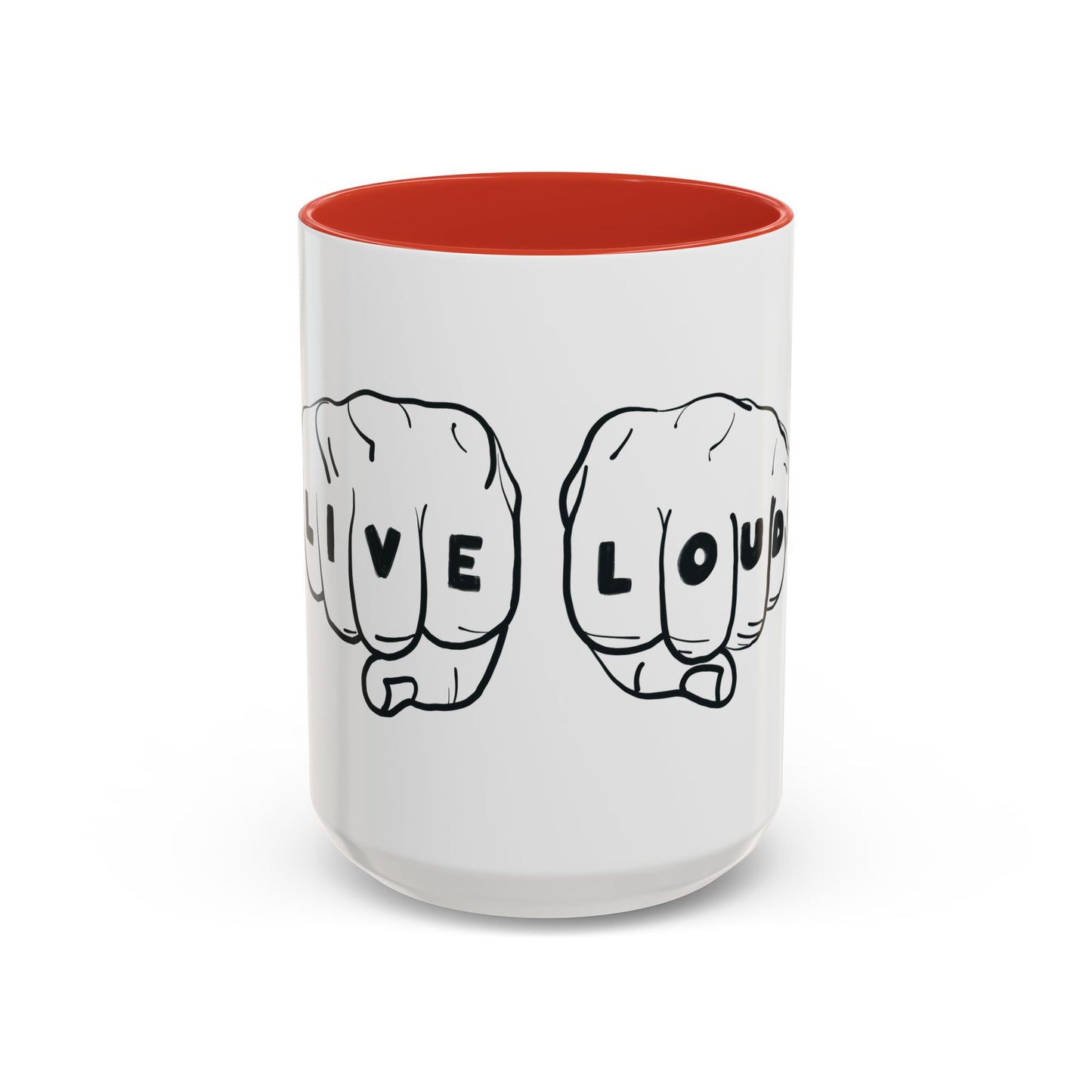 Live Loud Knuckle Tats Tattooed Fists Accent Mug