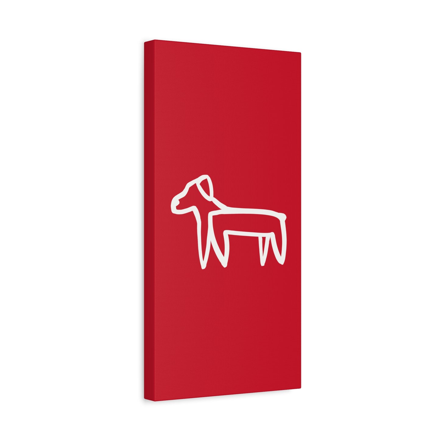 Dog Canvas Print on Red (Transparent Style White Dog) - Dog Art Print