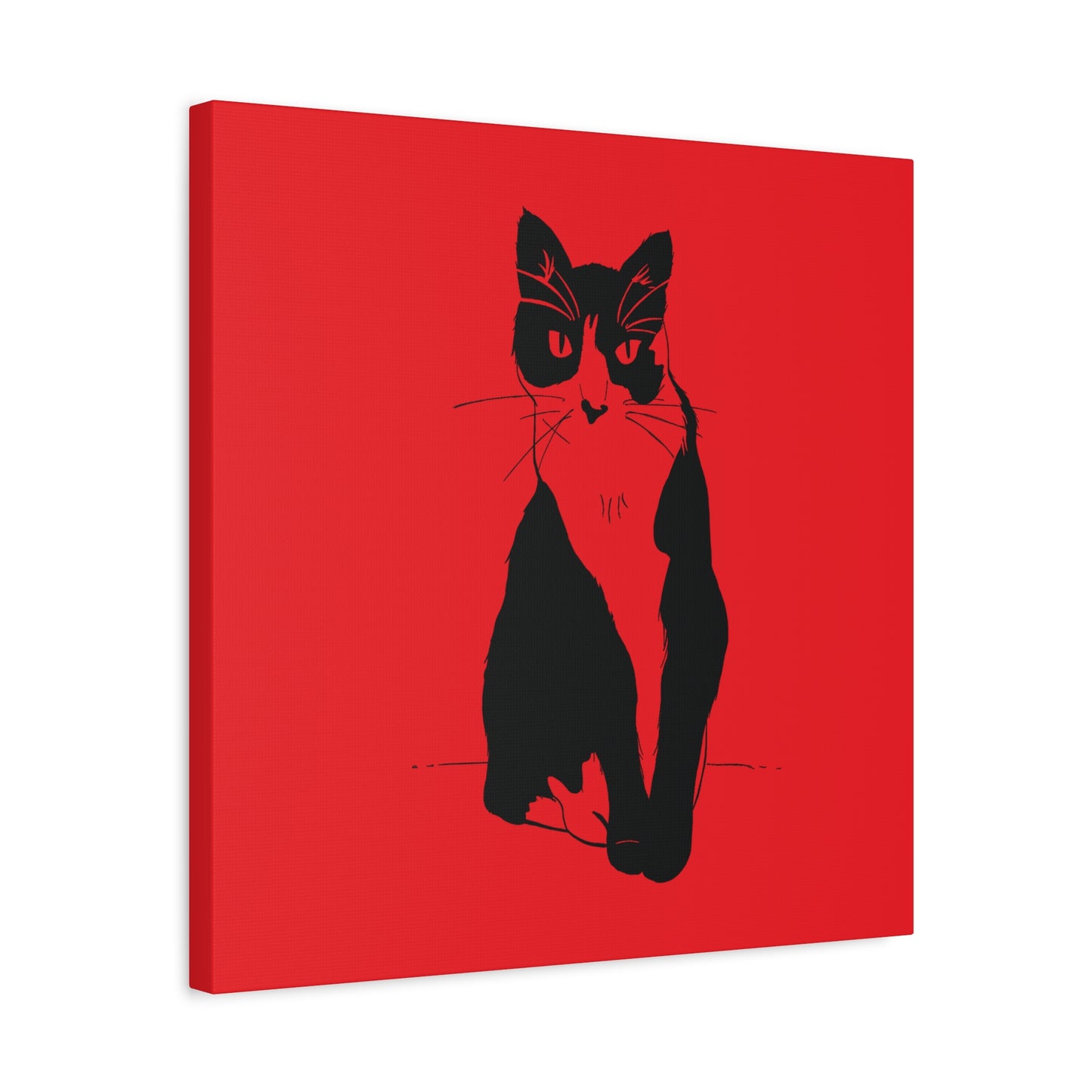 Cat Canvas Print on Red (Transparent Style Cat) - Cat Drawing Art