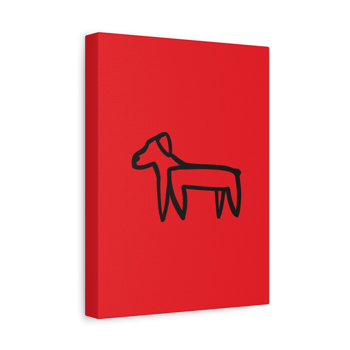 Dog Canvas Print on Red (Transparent Style Black Dog) - Dog Drawing Canvas