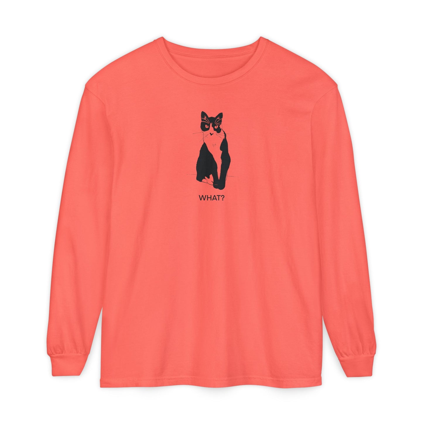 Cattitude Long Sleeve Tee (Transparent Style Cat) - Cat What Shirt