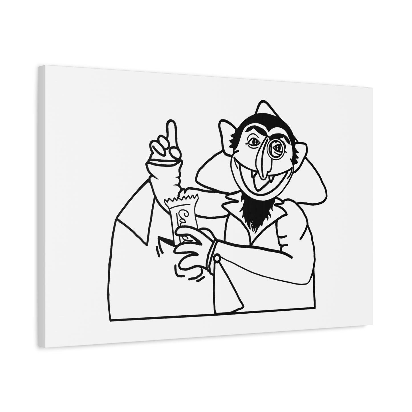 The Count Stealing Candy Outline Canvas Print White - Sesame Street The Count Parody Art