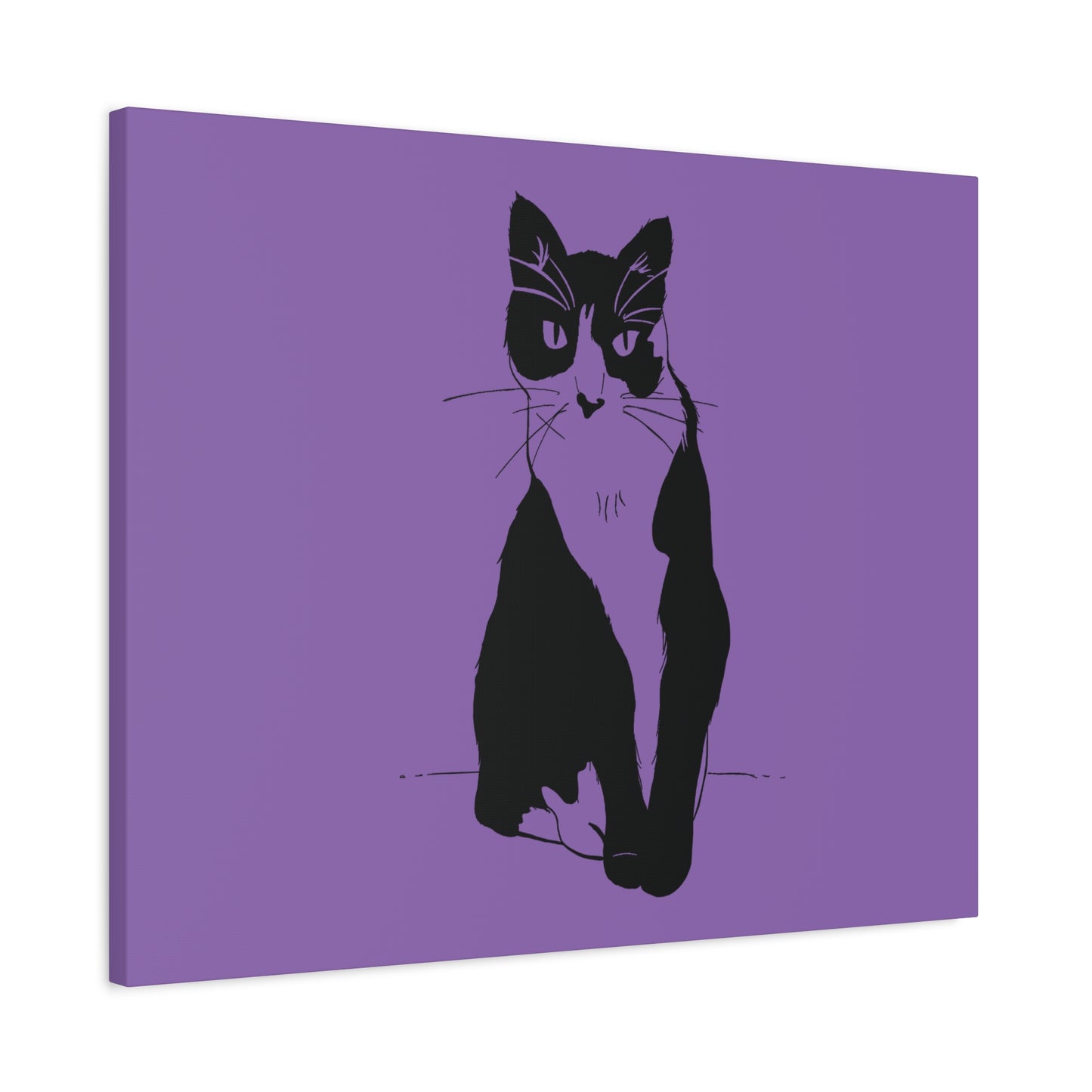Cat Canvas Print on Purple (Transparent Style Cat) - Cat Drawing Art