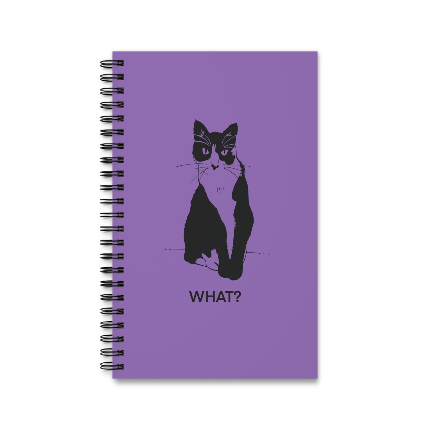 Cattitude Notebook in Light Purple (Transparent Style Cat) - Cat Spiral Notebook
