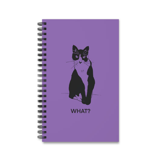 Cattitude Notebook in Light Purple (Transparent Style Cat) - Cat Spiral Notebook