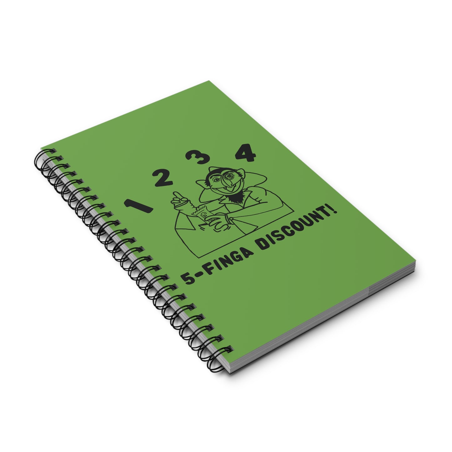 Five Finger Discount Outline Notebook Green - Sesame Street The Count Parody Spiral Notebook