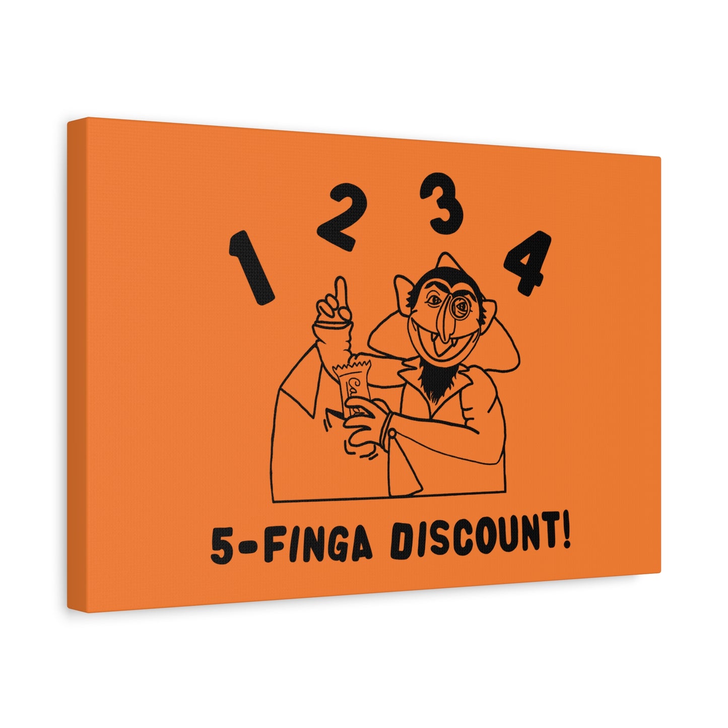 Five Finger Discount Outline Canvas Print Light Orange - Sesame Street The Count Parody Art Print