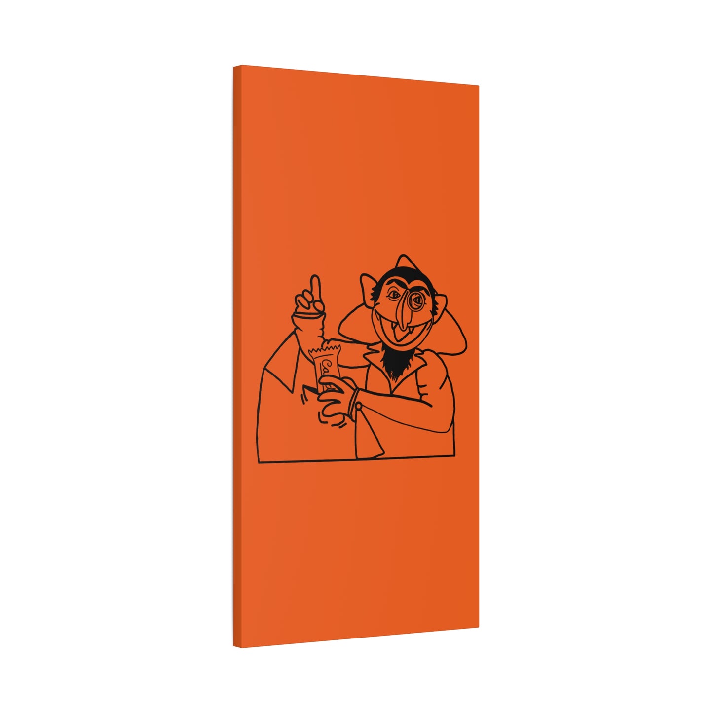 The Count Stealing Candy Outline Canvas Print Orange - Sesame Street The Count Parody Art Print