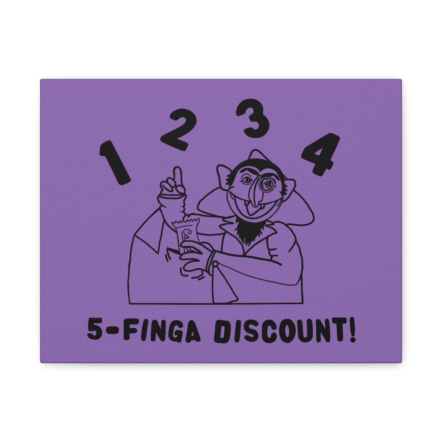 Five Finger Discount Outline Canvas Print Light Purple - Sesame Street The Count Parody Art Print