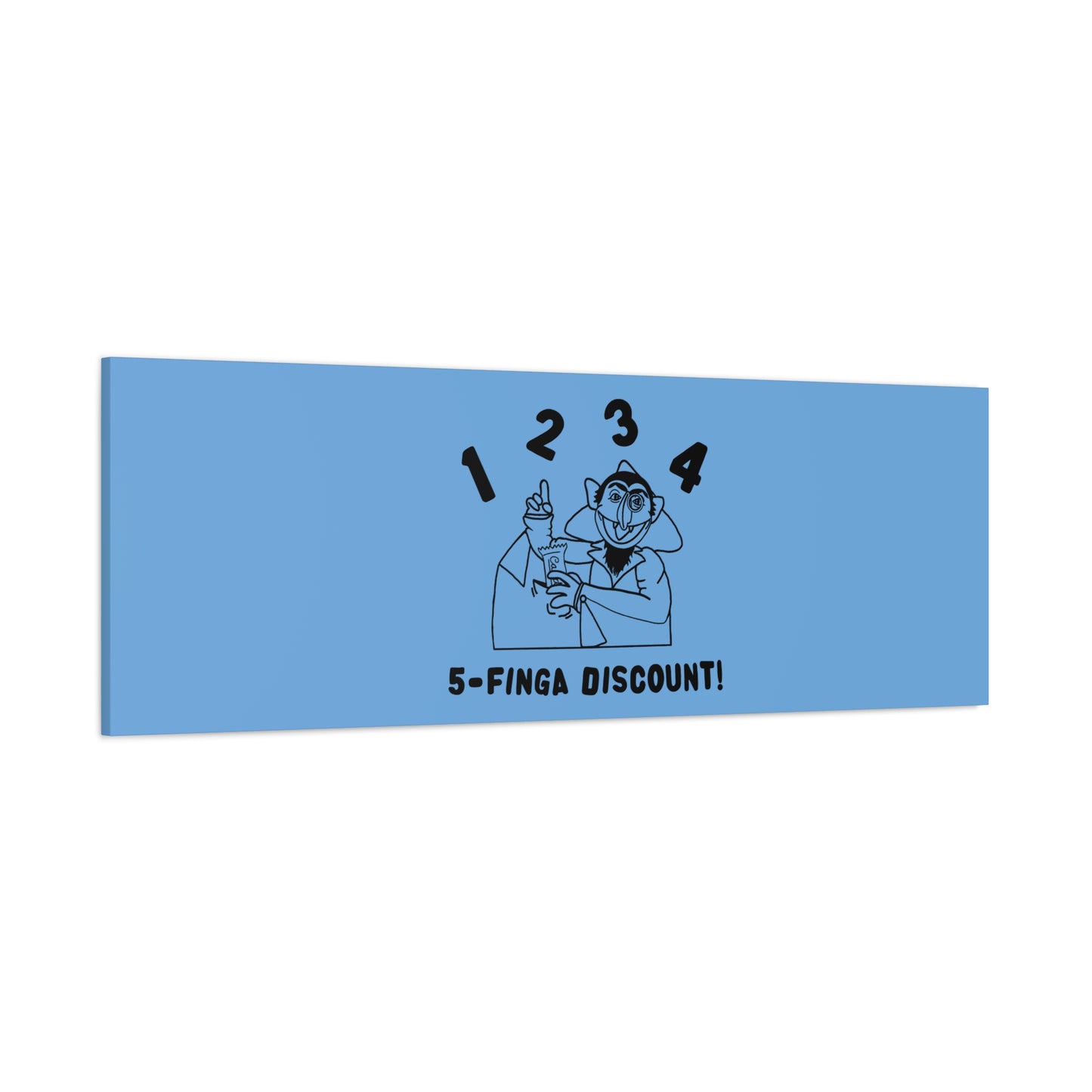 Five Finger Discount Outline Canvas Print Light Blue - Sesame Street The Count Parody Art Print