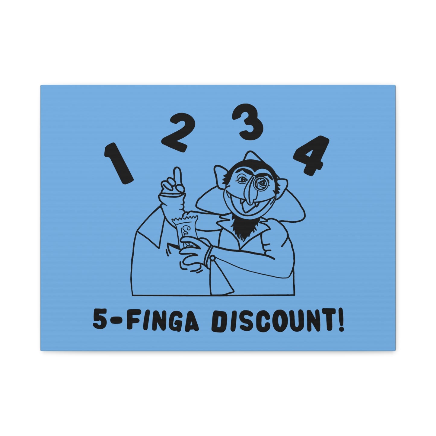 Five Finger Discount Outline Canvas Print Light Blue - Sesame Street The Count Parody Art Print