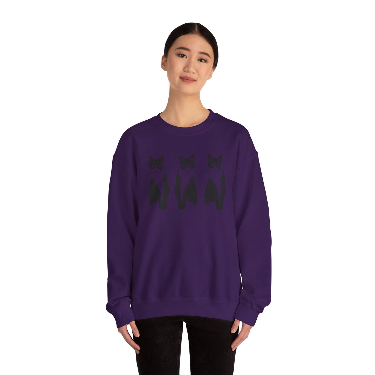 Cat x3 Sweatshirt (Transparent Style Cat) - Cat Drawing Sweatshirt