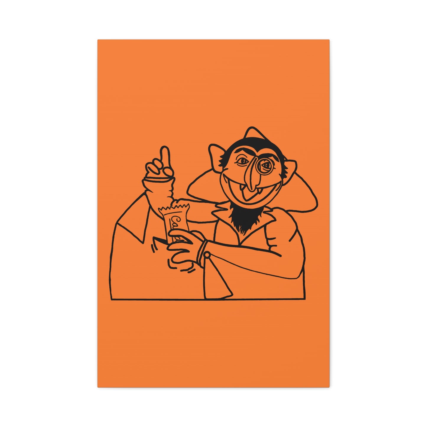 The Count Stealing Candy Outline Canvas Print Light Orange - Sesame Street The Count Parody Art