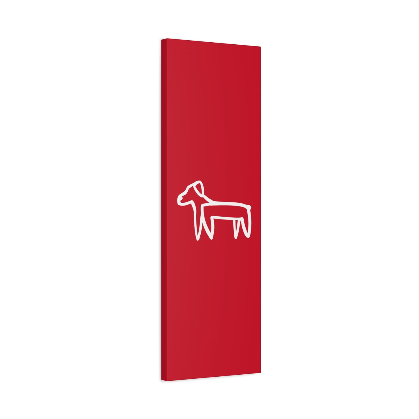 Dog Canvas Print on Red (Transparent Style White Dog) - Dog Art Print