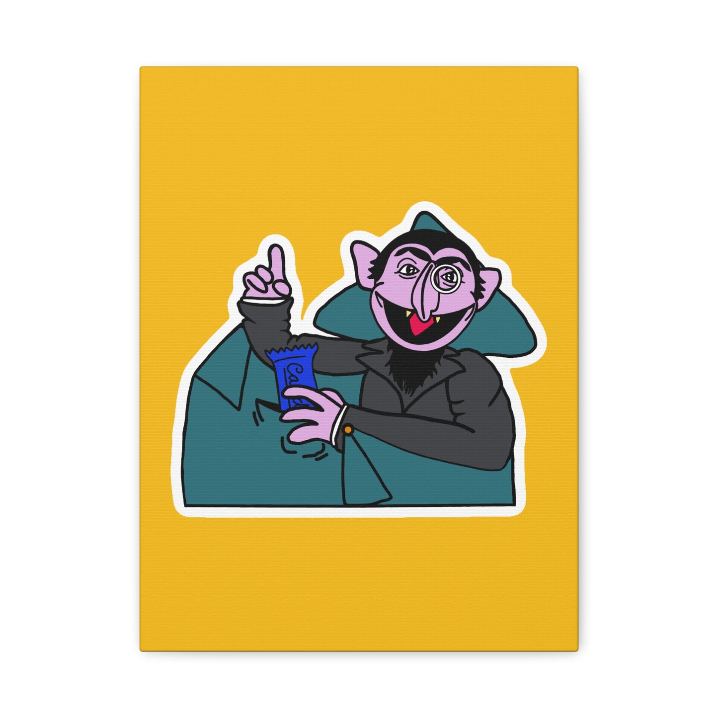 The Count Stealing Candy Canvas Print Yellow - Sesame Street The Count Parody Art