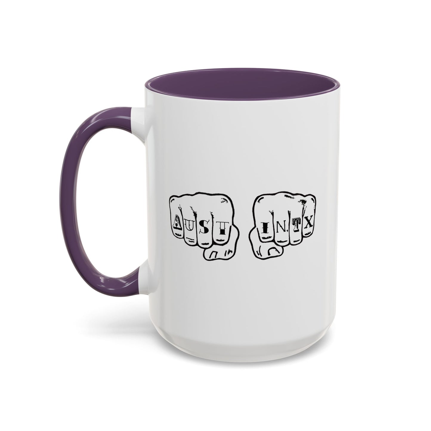 Austin Knuckle Tats Tattooed Fists Accent Mug