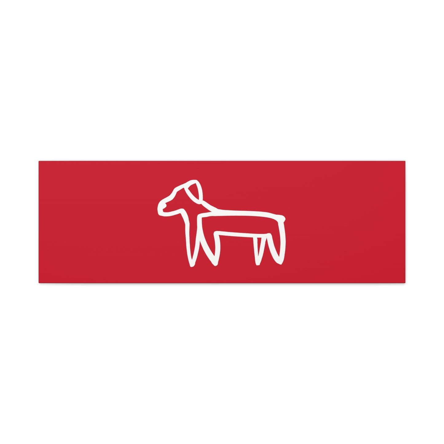 Dog Canvas Print on Red (Transparent Style White Dog) - Dog Art Print