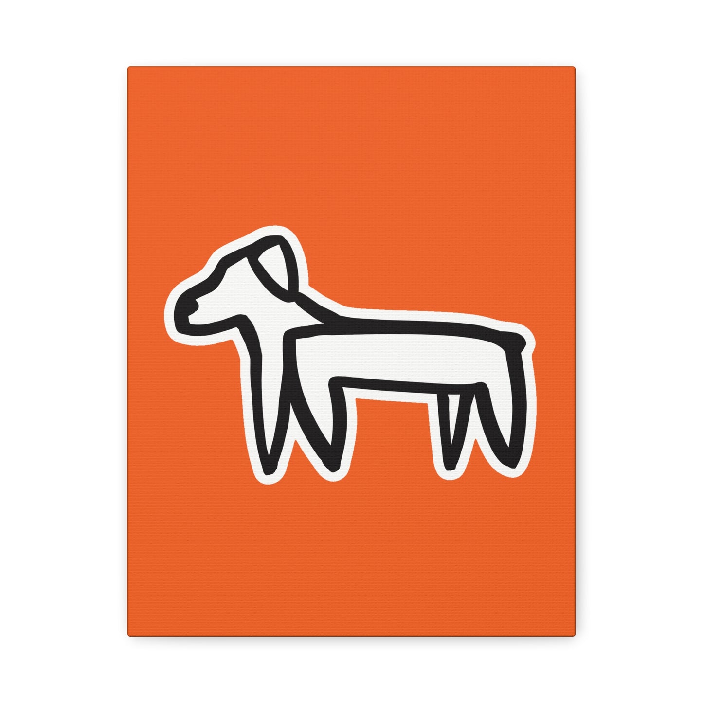 Dog Canvas Print on Orange (Sticker Style White Dog) - Dog Art Print