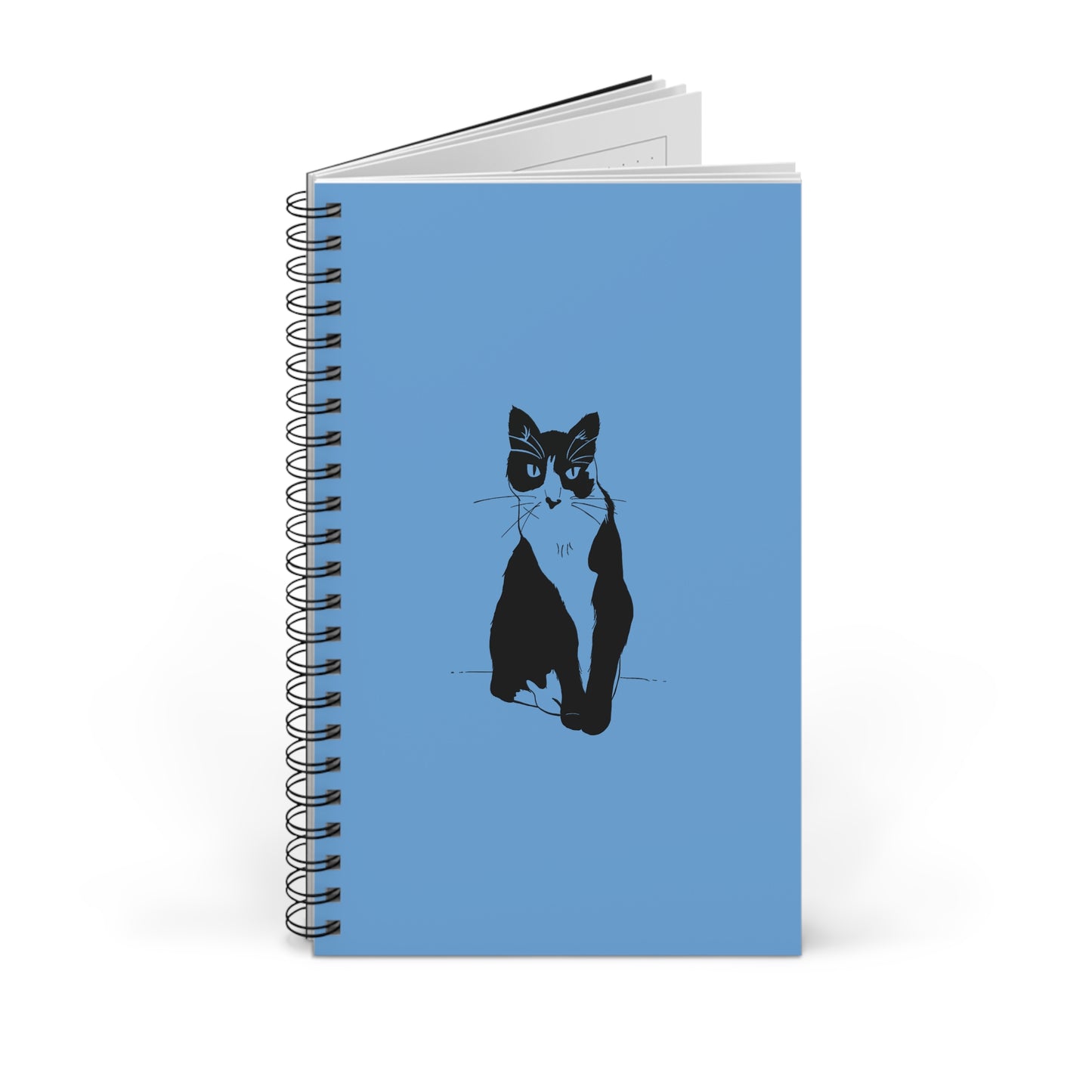 Cat Notebook in Light Blue (Transparent Style Cat) - Cat Spiral Notebook