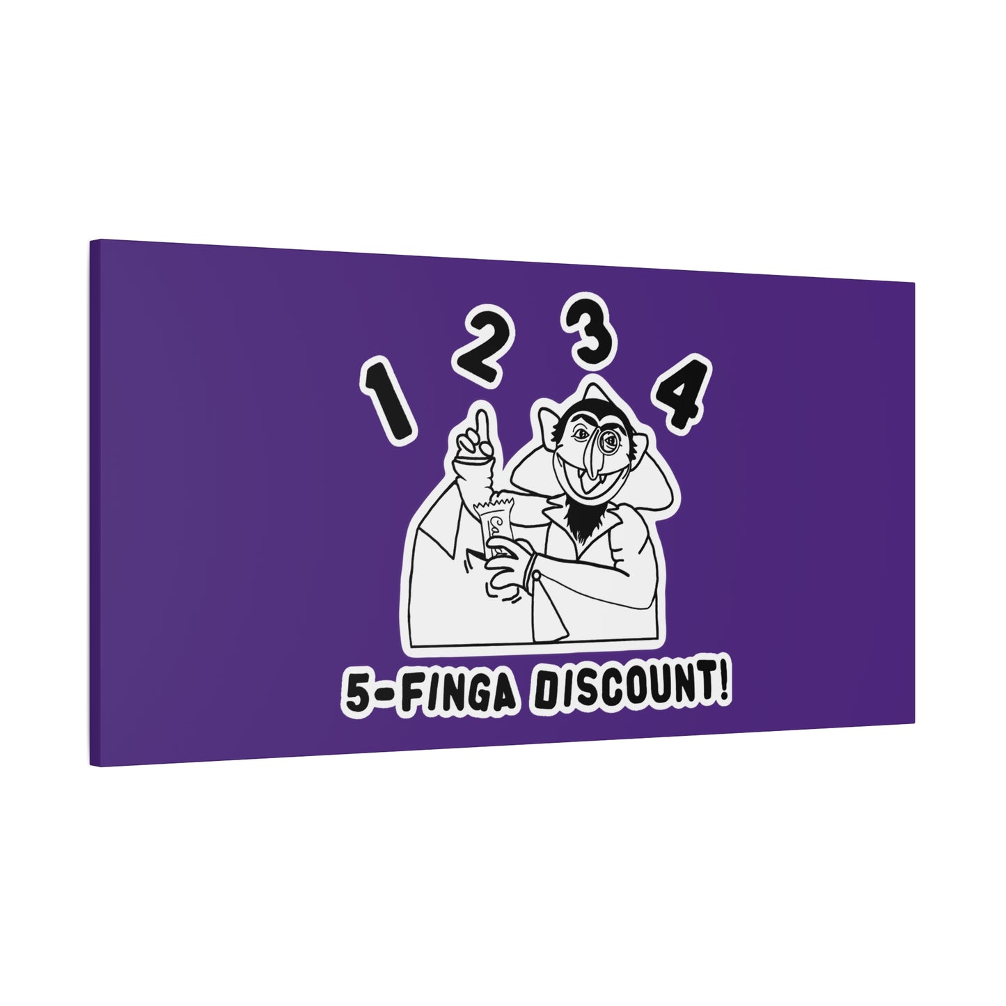 Five Finger Discount Outline Canvas Print Purple - Sesame Street The Count Parody Art Print