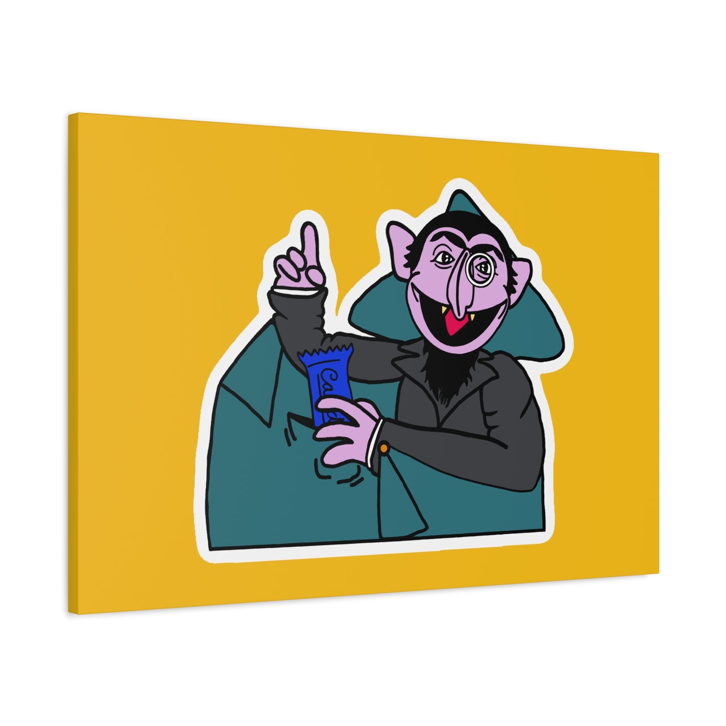 The Count Stealing Candy Canvas Print Yellow - Sesame Street The Count Parody Art