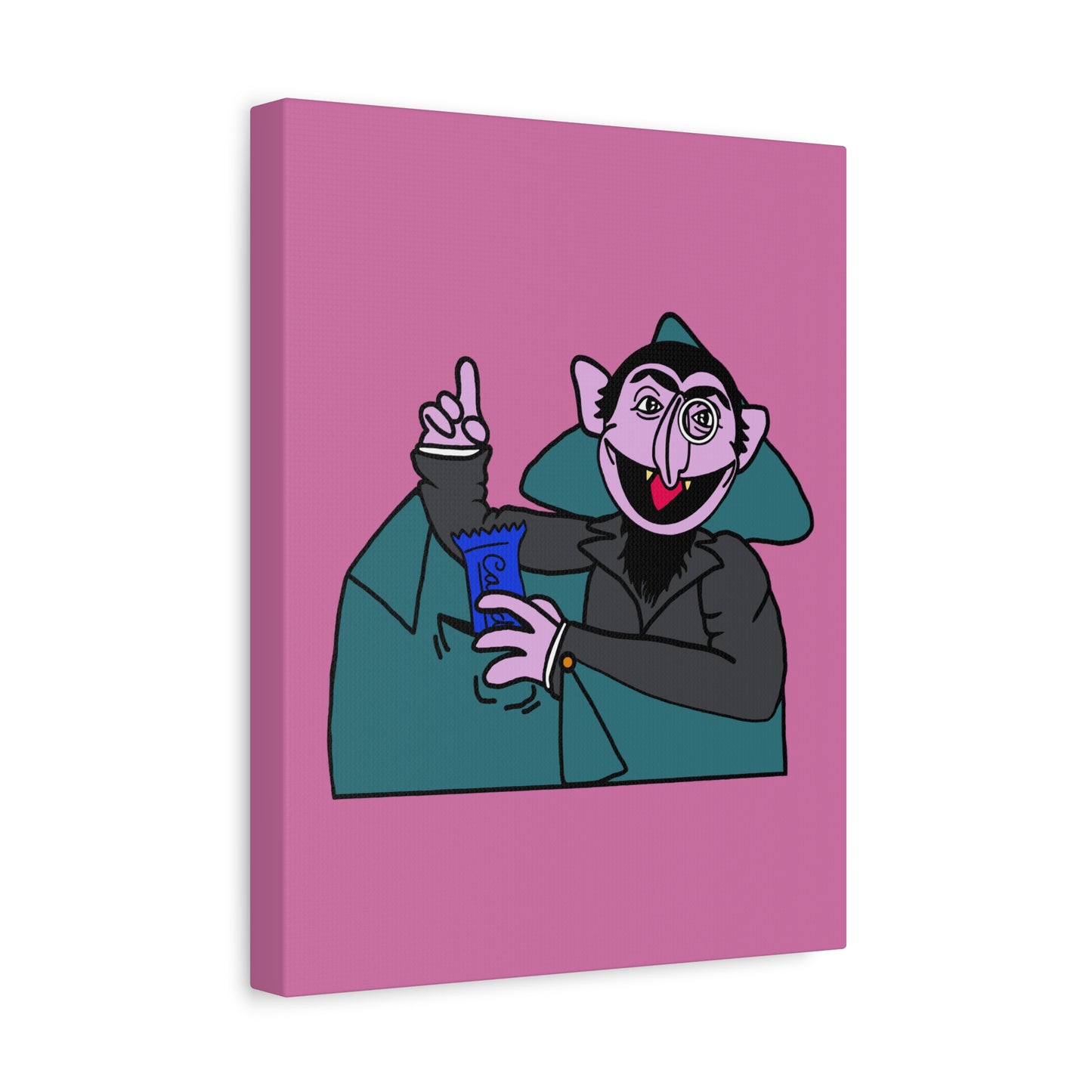 The Count Stealing Candy Canvas Print Light Pink - Sesame Street The Count Parody Art