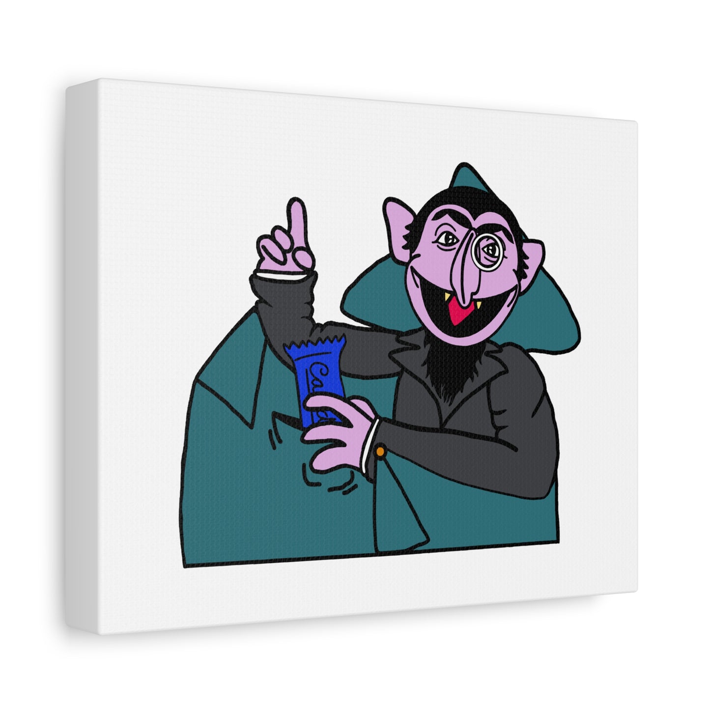 The Count Stealing Candy Canvas Print White - Sesame Street The Count Parody Art