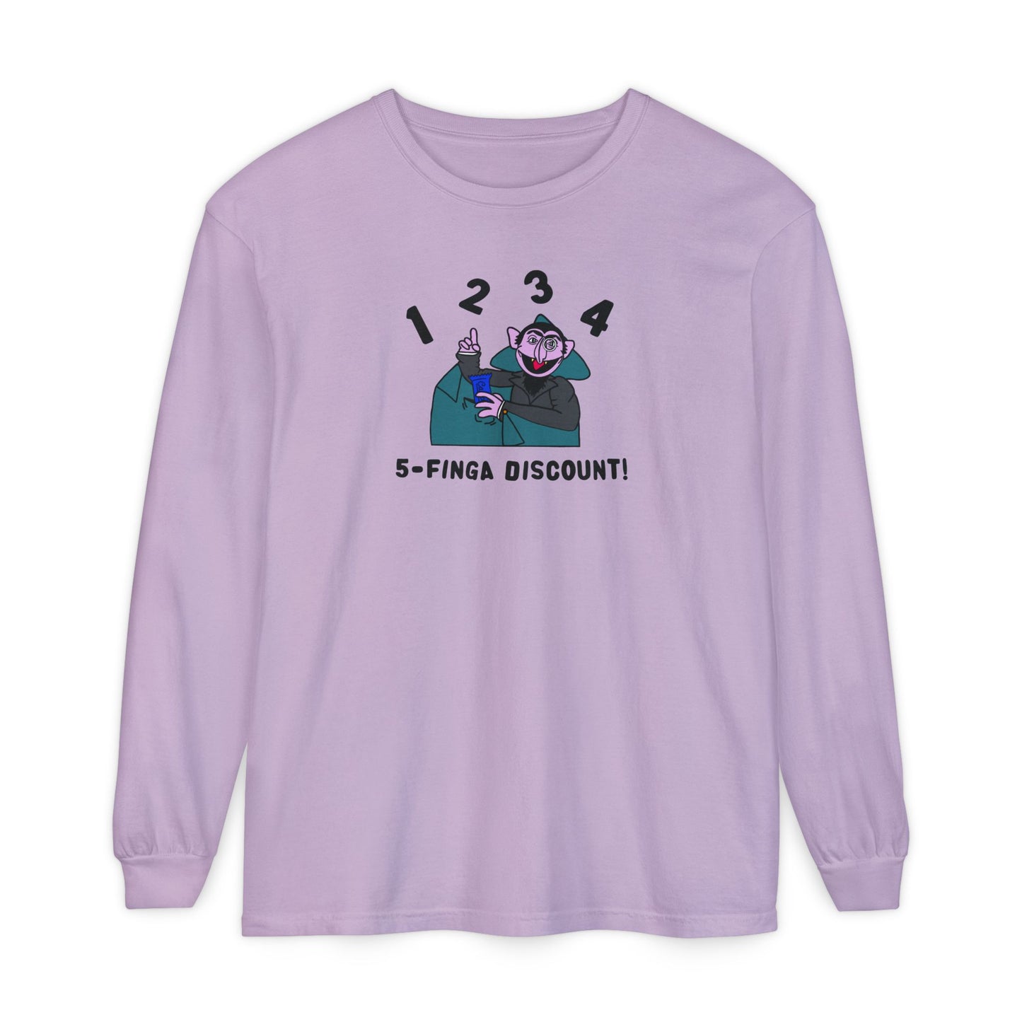 Five Finger Discount Long Sleeve Tee - Sesame Street The Count 5-Finger Discount Shirt