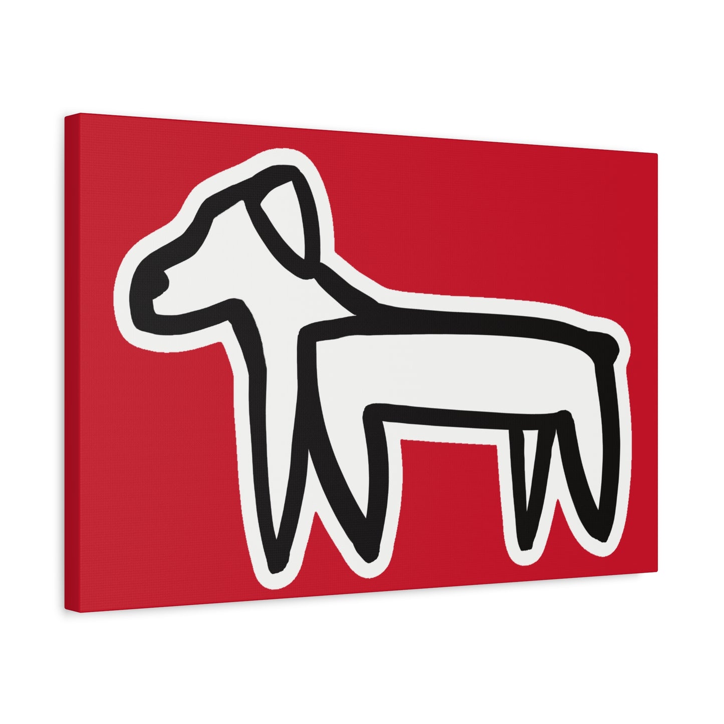 Dog Canvas Print on Red (Sticker Style White Dog) - Dog Art Print