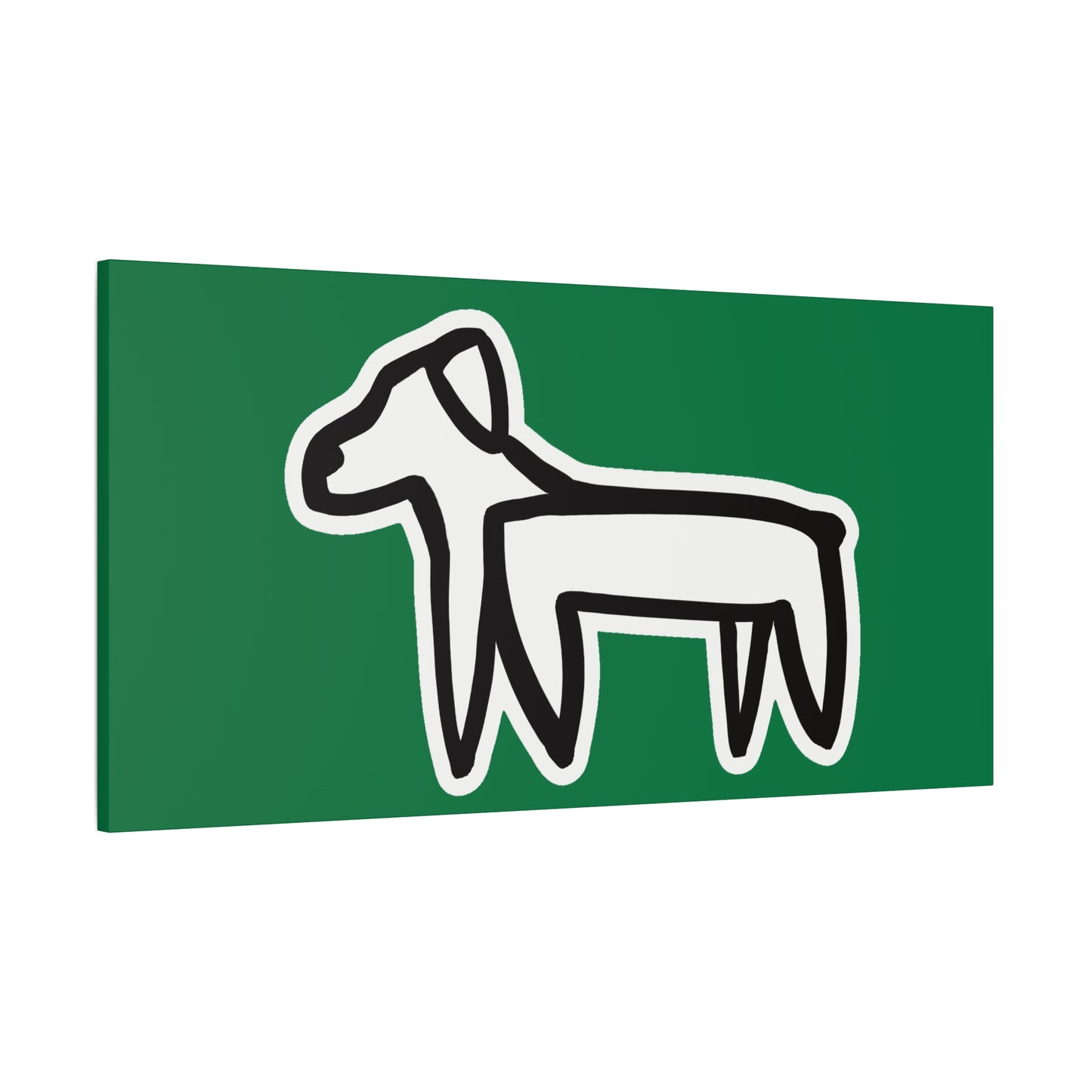Dog Canvas Print on Green (Sticker Style White Dog) - Dog Art Print