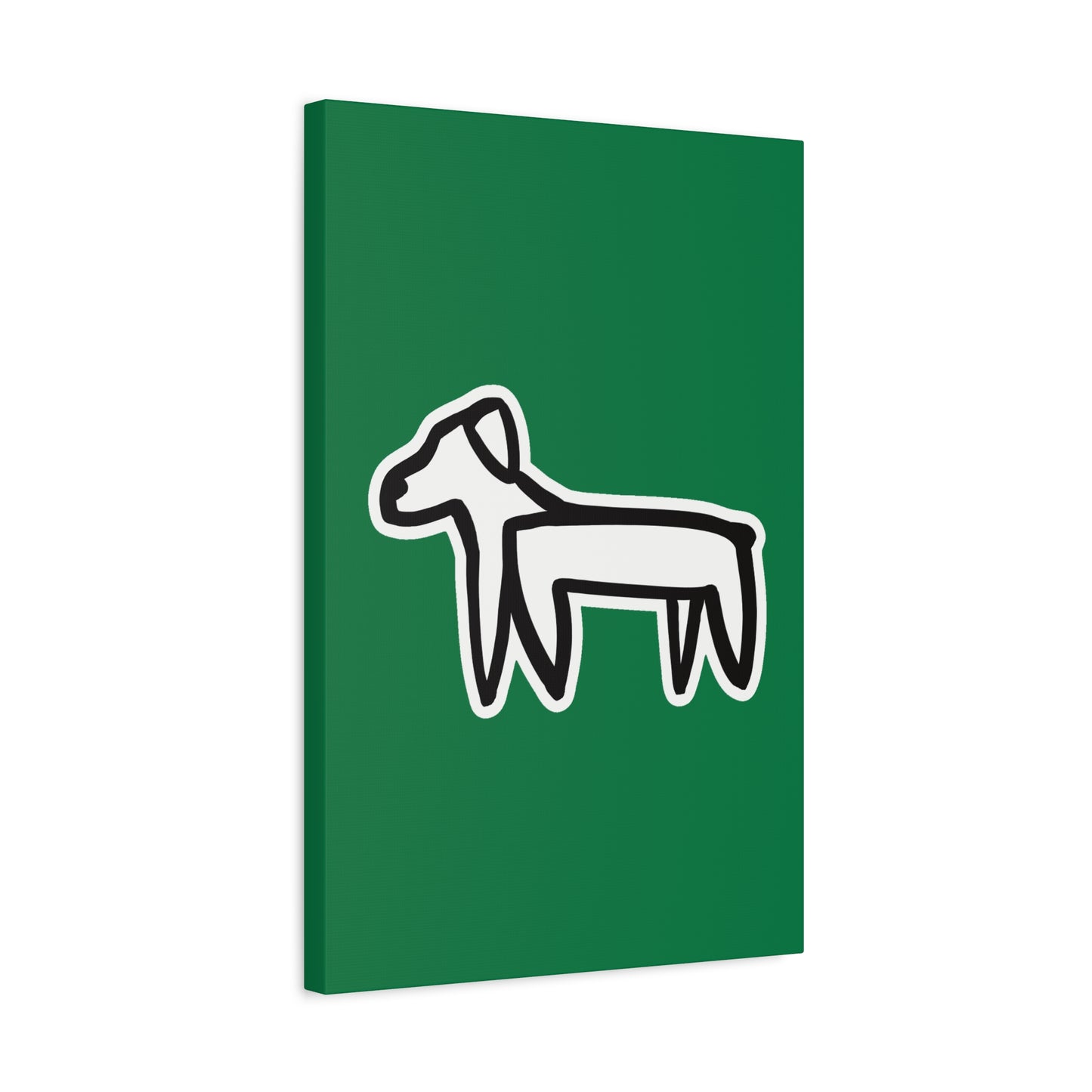 Dog Canvas Print on Green (Sticker Style White Dog) - Dog Art Print