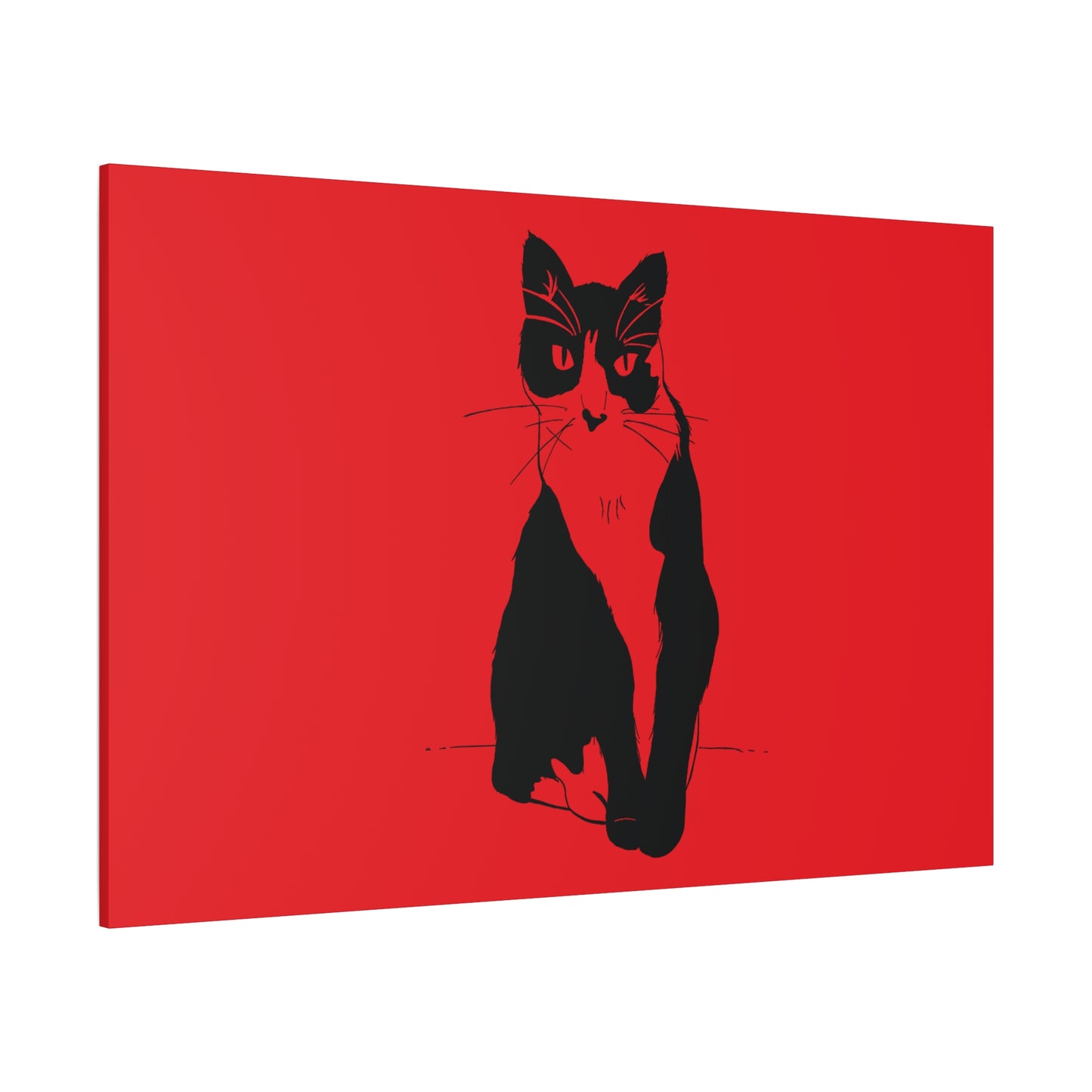 Cat Canvas Print on Red (Transparent Style Cat) - Cat Drawing Art