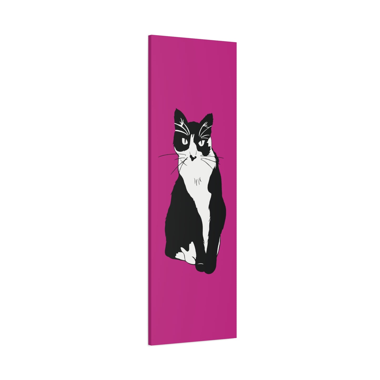 Cat Canvas on Pink (B&W Style Cat) - Cat Drawing Art