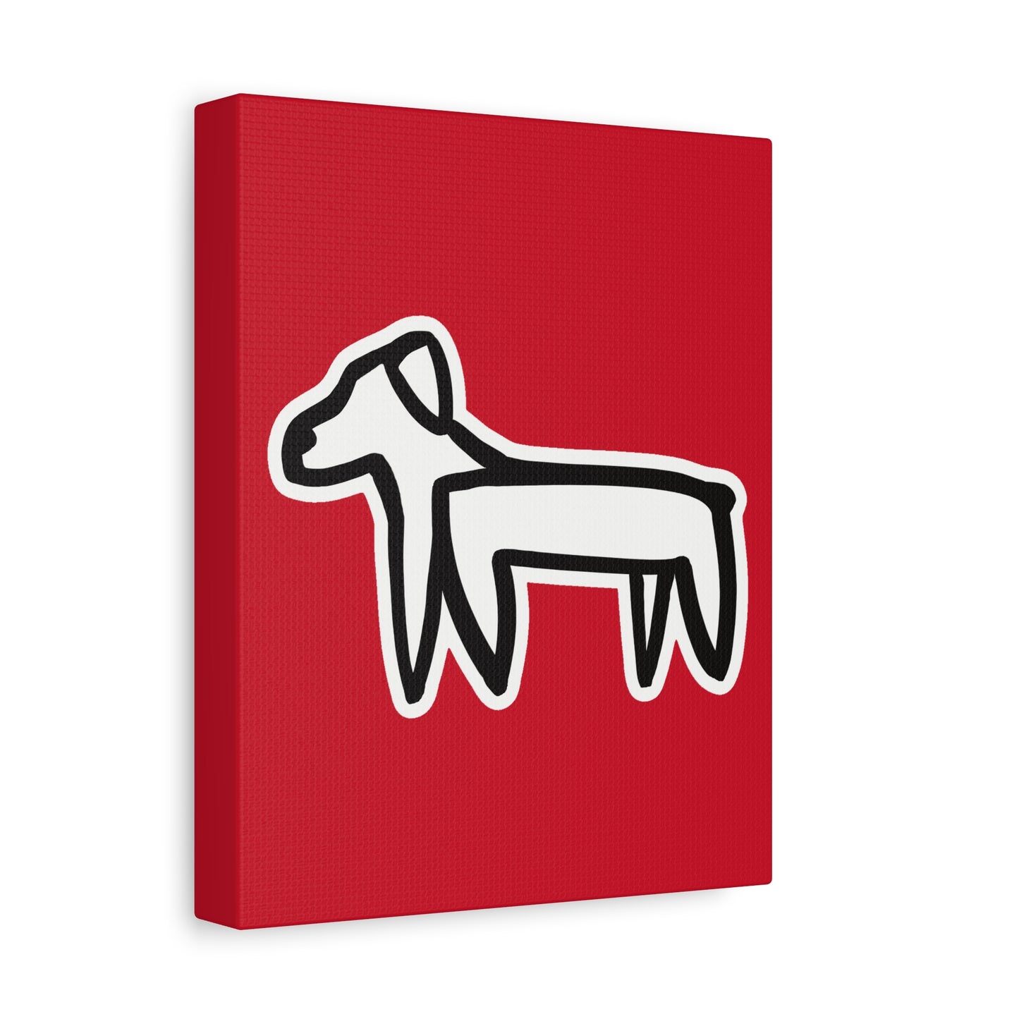 Dog Canvas Print on Red (Sticker Style White Dog) - Dog Art Print