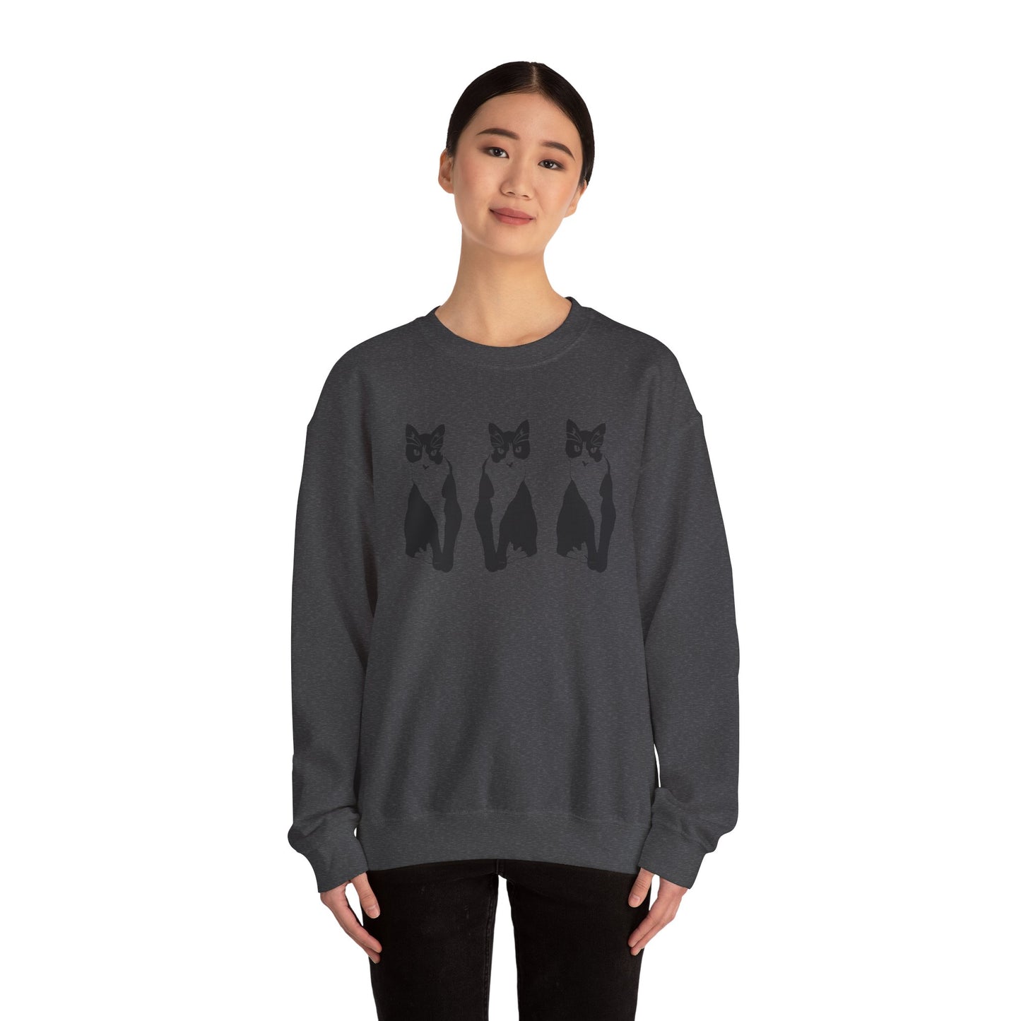 Cat x3 Sweatshirt (Transparent Style Cat) - Cat Drawing Sweatshirt