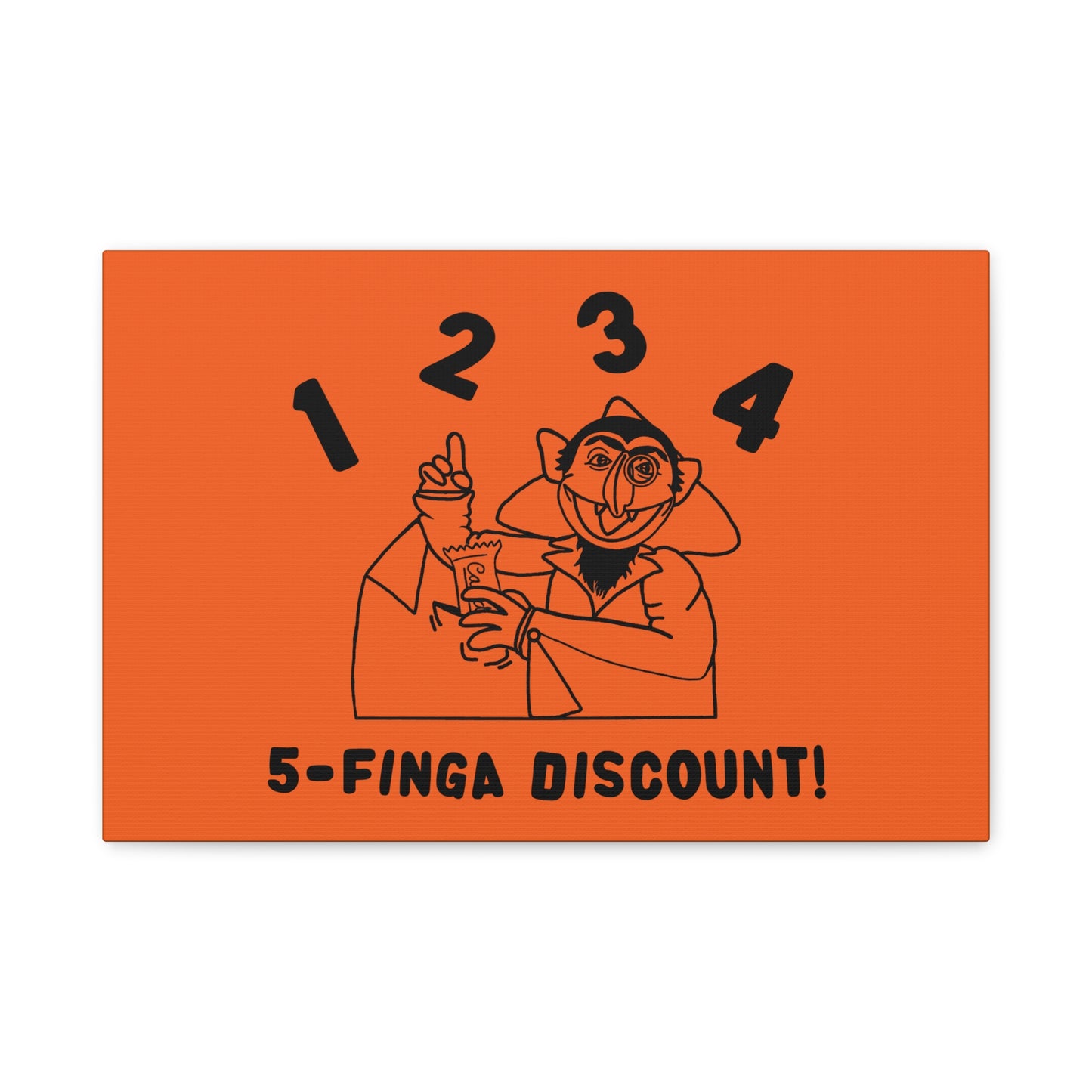Five Finger Discount Outline Canvas Print Orange - Sesame Street The Count Parody Art Print