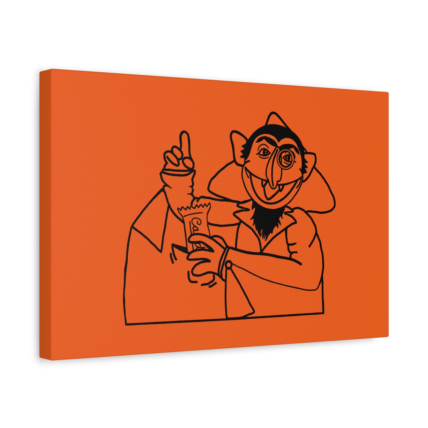 The Count Stealing Candy Outline Canvas Print Orange - Sesame Street The Count Parody Art Print