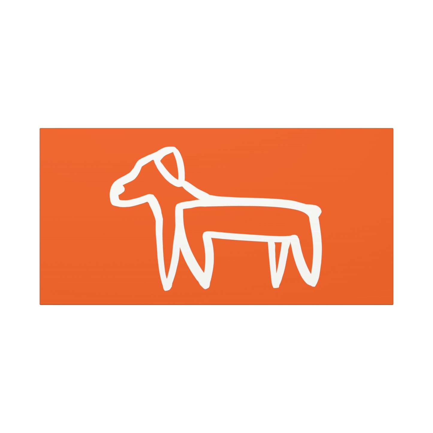 Dog Canvas Print on Orange (Transparent Style White Dog) - Dog Art Print