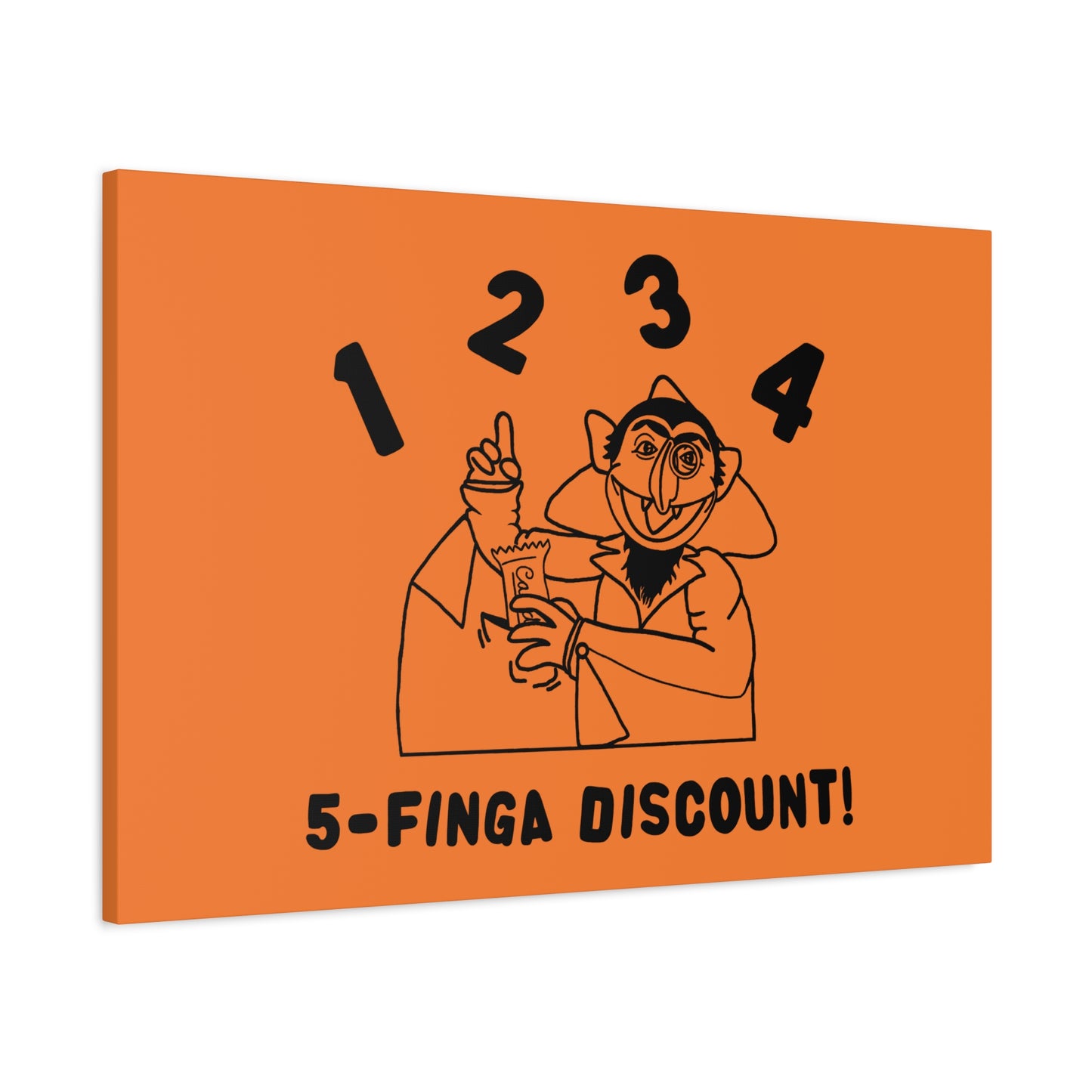 Five Finger Discount Outline Canvas Print Light Orange - Sesame Street The Count Parody Art Print