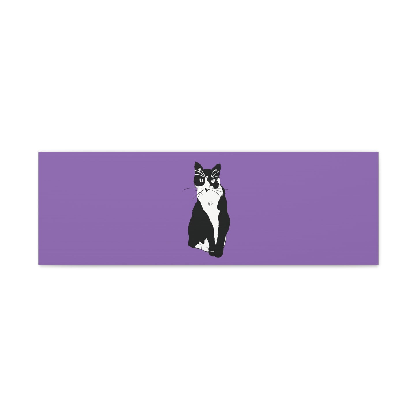 Cat Canvas on Light Purple (B&W Style Cat) - Cat Drawing Art