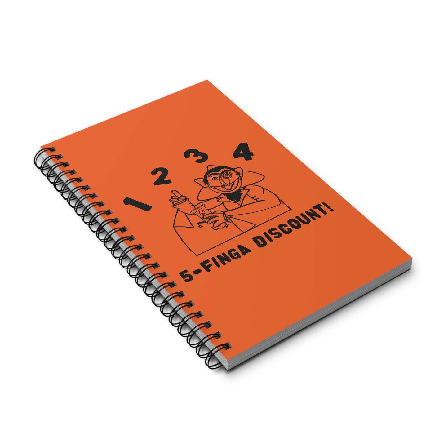 Five Finger Discount Outline Notebook Orange - Sesame Street The Count Parody Spiral Notebook