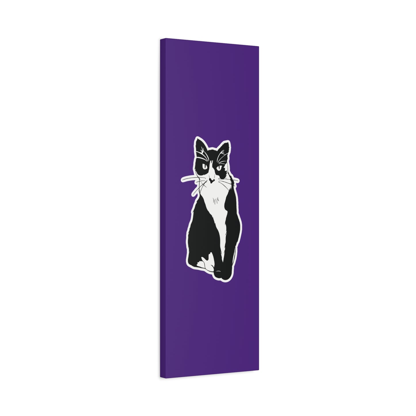 Cat Canvas Print on Purple (Sticker Style Cat) - Cat Drawing Art
