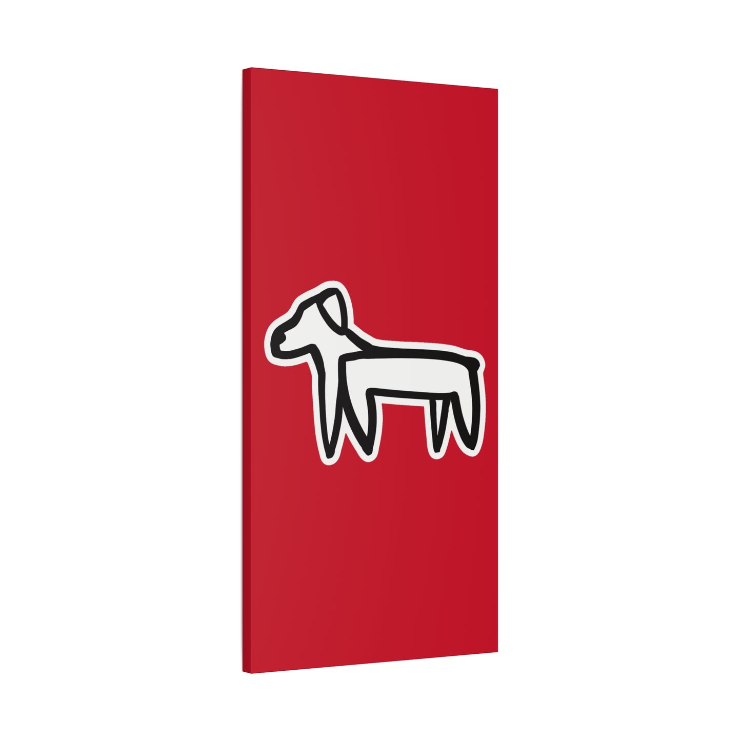 Dog Canvas Print on Red (Sticker Style White Dog) - Dog Art Print